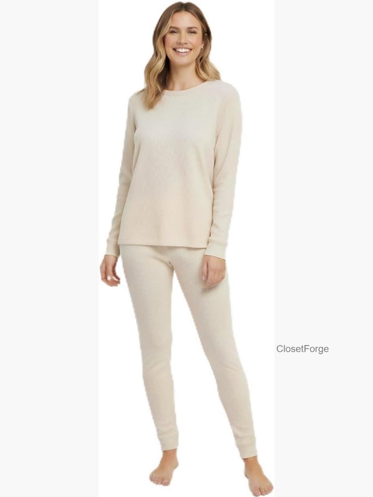 Family Matching Pajama Sets Viscose Ribbed Long Sleeve Tee And Pants
